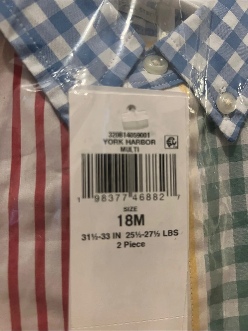 BNWT Ralph Lauren Patchwork Gingham / Striped Button-Down with Cream Shorts